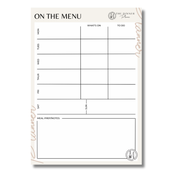 ON THE MENU THE DINNER PLANNER