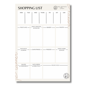 SHOPPING LIST THE DINNER PLANNER